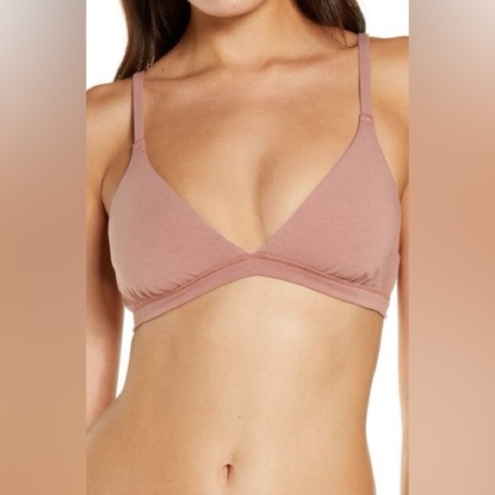 SKIMS COTTON JERSEY TRIANGLE BRALETTE ROSE CLAY XS